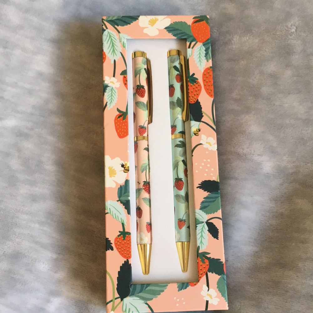 Strawberry Executive Pen Decorative Boxed Set of Two Punch Studio NWT